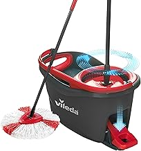 Vileda Easy Wring & Clean Turbo Set Grey Bucket with Rotating Mop with Pedal, Telescopic Handle 85 to 123 cm, Mop with Rotating Drainer, 2 in 1 Microfiber Head, for Floors