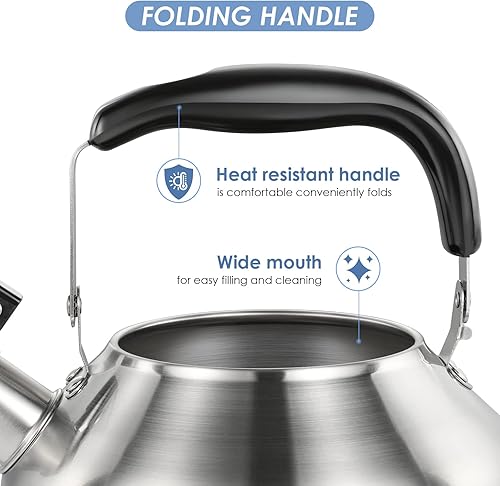 Miniatura 8 de Koocovel Cocina de tetera tetera de acero inoxidable de grado alimenticio hervidores de campamento para agua hirviendo 35 cuartos de galón agua