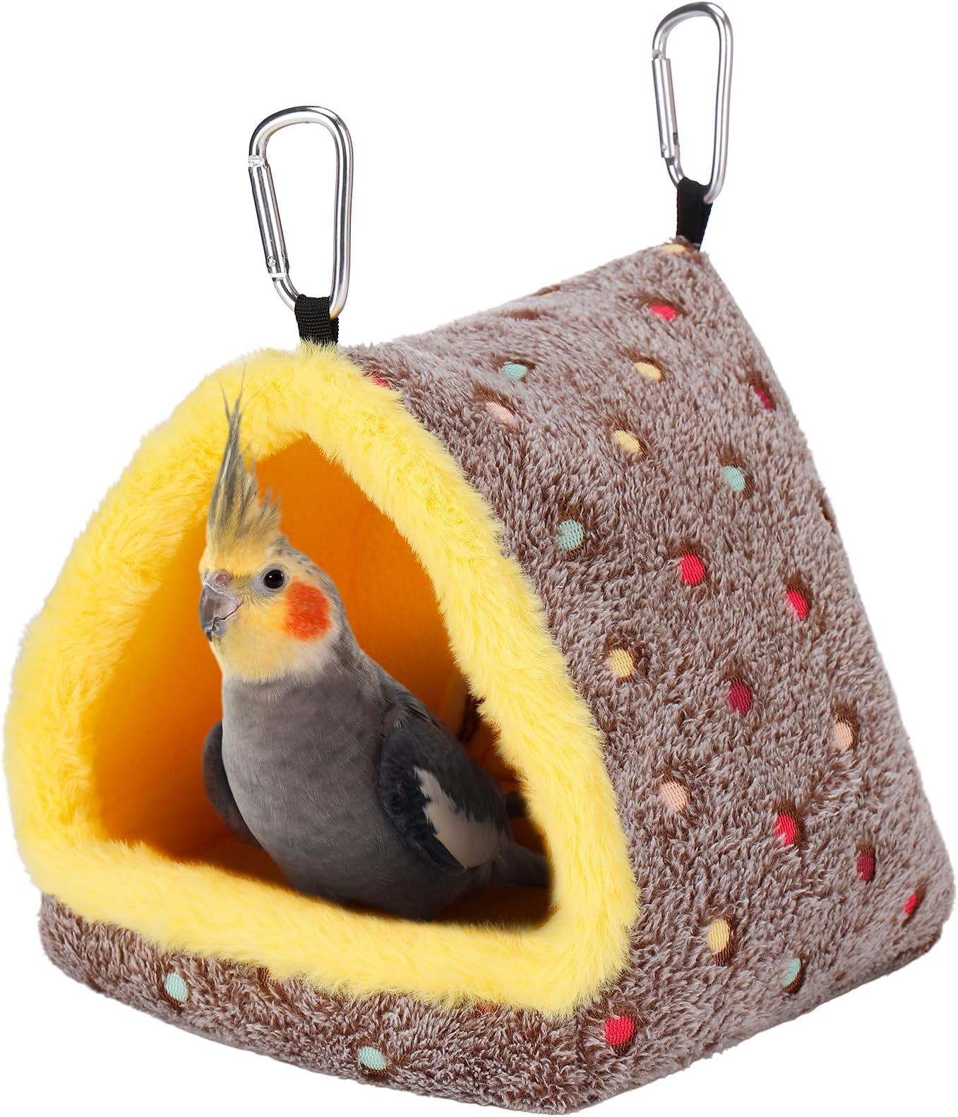 MEWTOGO Winter Warm Bird Nest House, Fluffy Parrots Bird Bed for Cage, Hanging Hammock Plush Shed Hut Hideaway Hut for Parakeets Cockatiels Conures Lovebirds