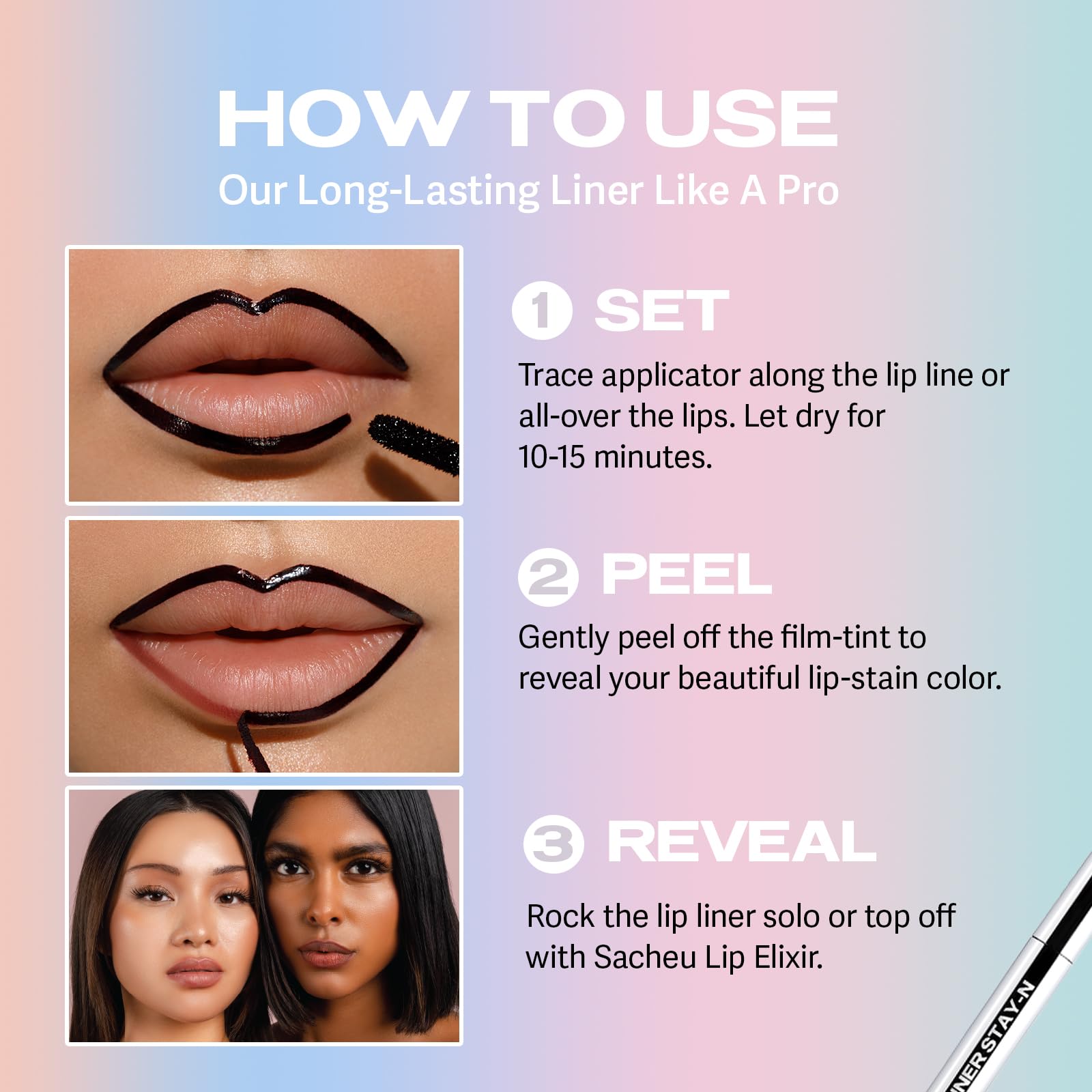 Sacheu Lip Liner Stay-N - Peel Off Lip Stain. Long Lasting Matte Lip Tattoo, Transfer Proof Lipstain Infused with Hyaluronic Acid & Vitamin E, for All Skin Types. Vegan and Cruelty-Free, getREDy