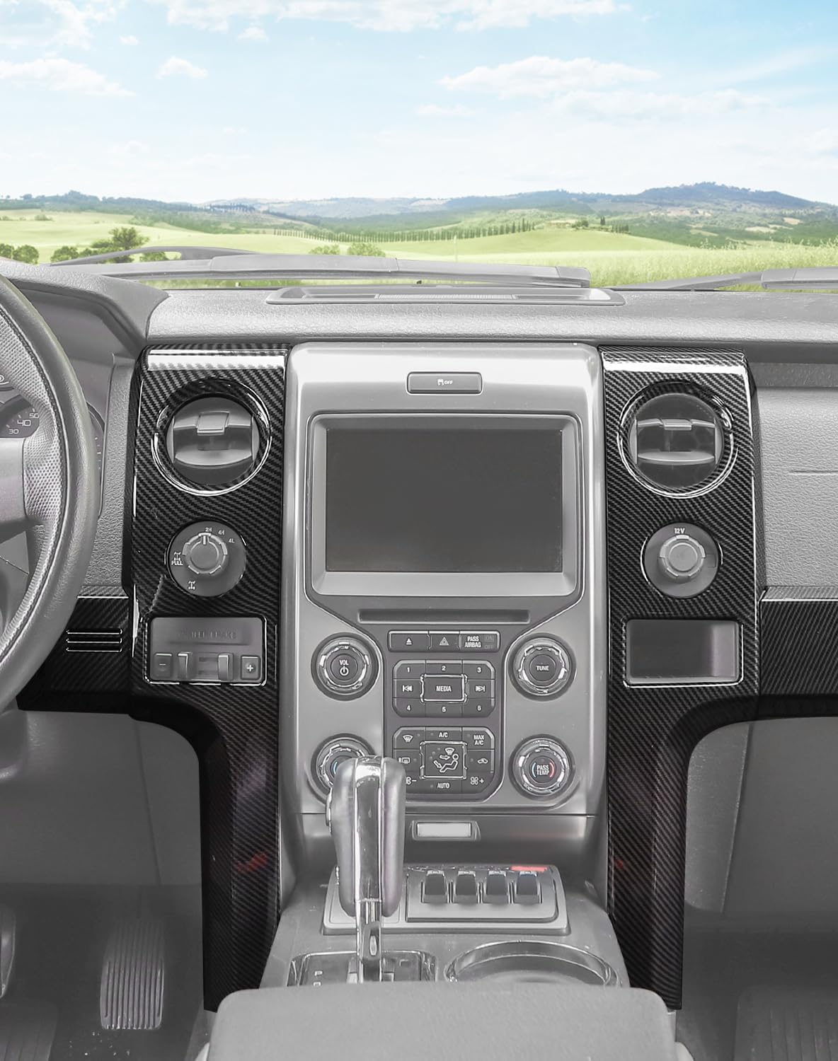 Voodonala for F150 Carbon Fiber Interior Trim Kit, 6PCS Center Console Gear Shift Panel Cover Trim Compatible with Ford F150 Raptor Accessories 2009-2014