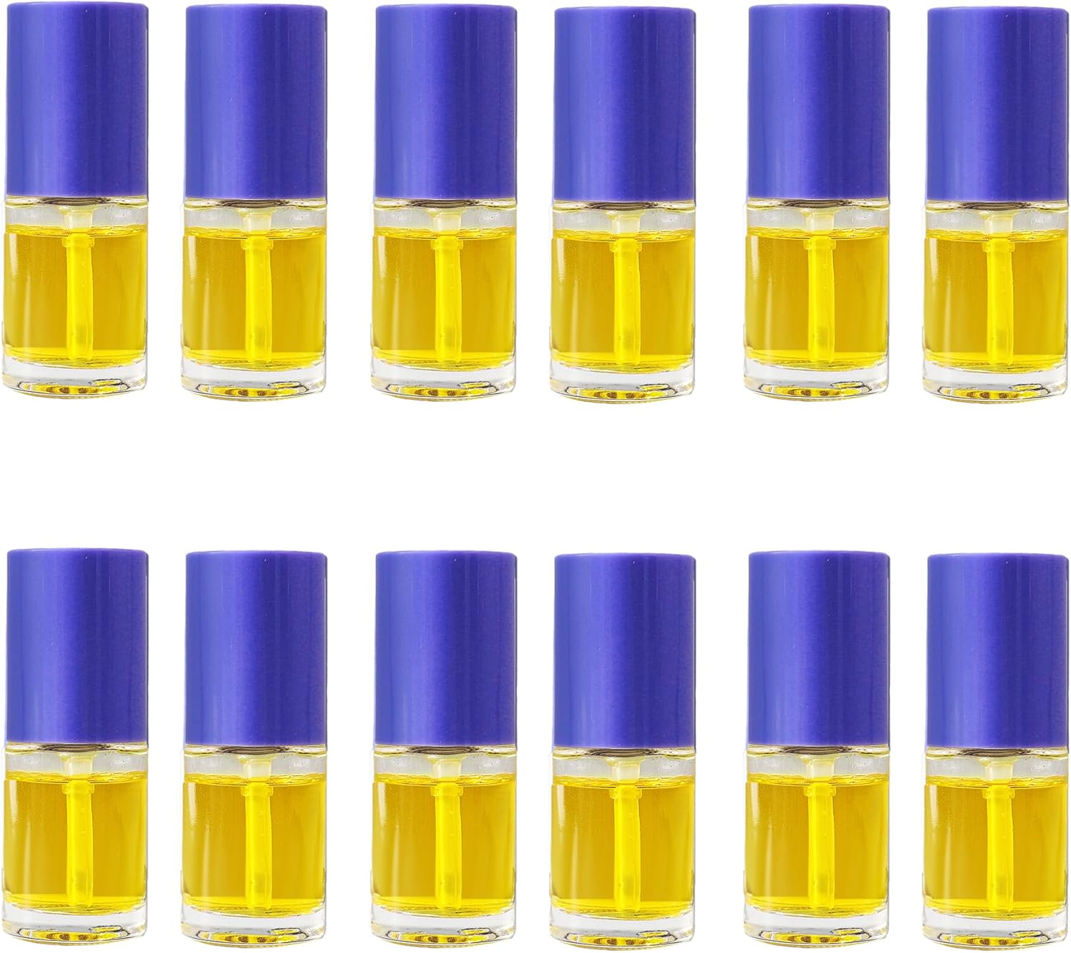 15ml Transparent Glass Dropper Bottles with Purple Caps, Refillable Travel-Size Bottles for Essential Oils and Skincare Serums, Pack of 12