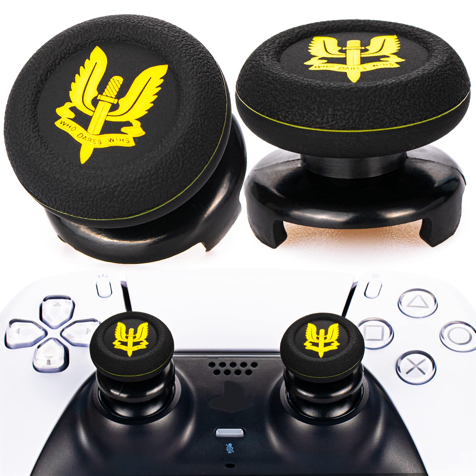 Playrealm FPS Thumbstick Grip Agarres para el Pulgar Extensor Y Textura 3D Caucho Silicona Apretón Cubrir 2 Juegos para PS5 Dualsenese y PS4 Mando (Bioh Verde) — view 12