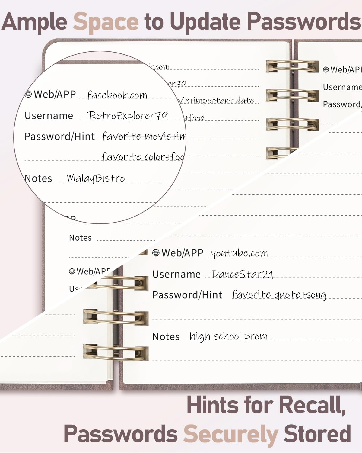 WEMATE Spiral Password Book with Alphabetical Tabs - Image 4