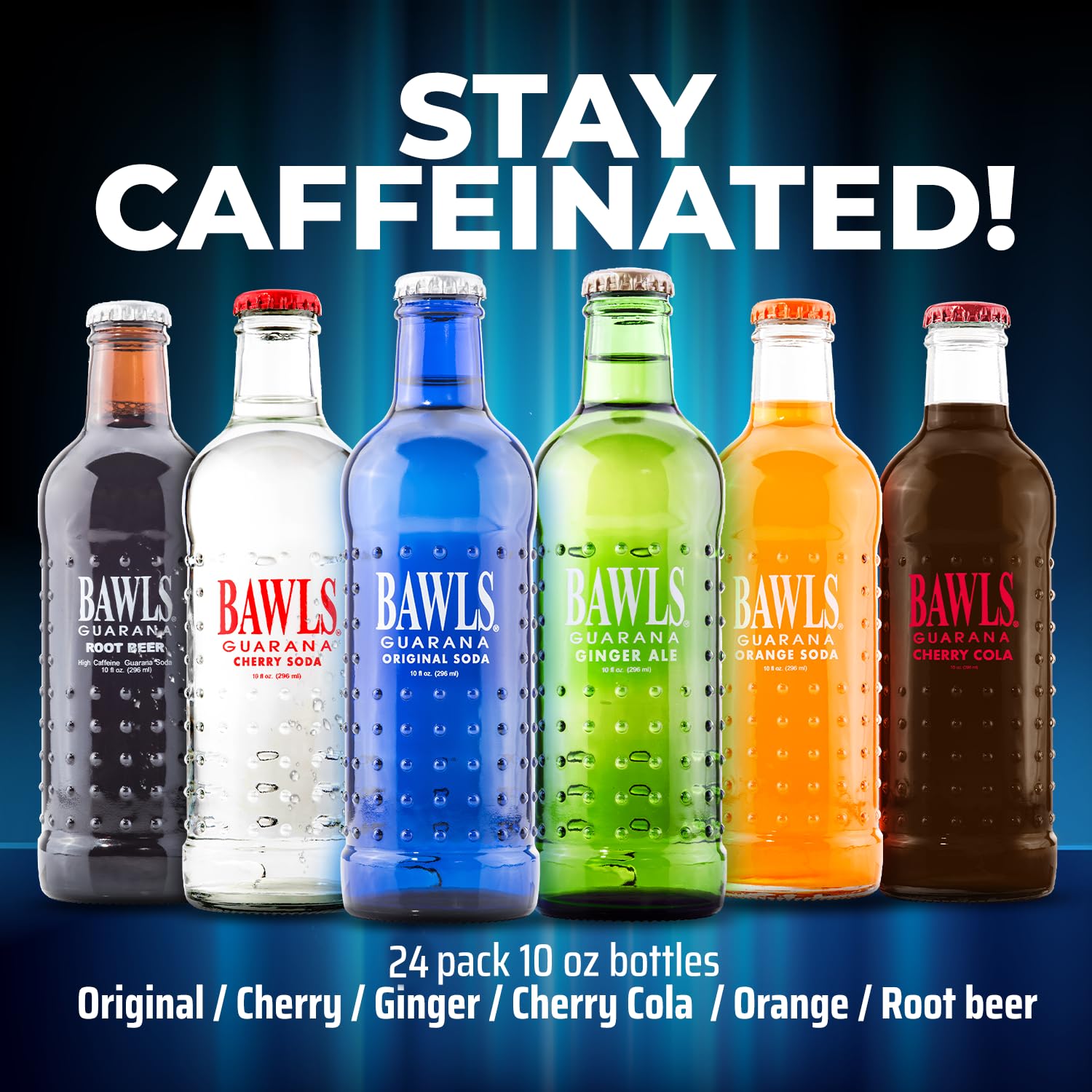 BAWLS Guarana Variety Pack, BAWLS Guarana Drink, Guarana Soda, Guarana Fueled Soda for Energy, High Energy Caffeinated Drink, 10oz 24 Pack Glass Bottles