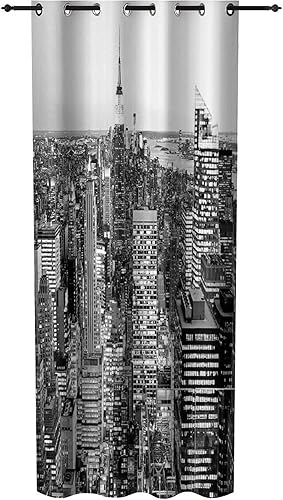 Miniatura 2 de Cortina de puerta para privacidad de puerta, cortina opaca en blanco y negro con ojales, cortina de ventana con ojales, diseño de panorama de Nueva