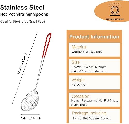 Miniatura 2 de Cucharas coladoras de olla caliente, cuchara ranurada Boba Pearl Scoop, cuchara coladora de araña de acero inoxidable, colador de alambre pequeño