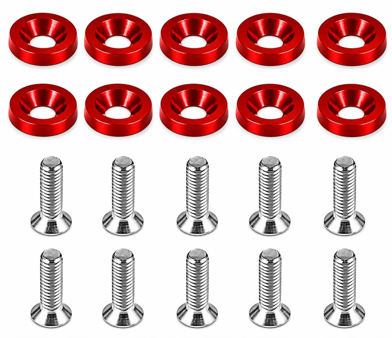 LOVMOTO Universal M6 Bumper Fender Washer Bolt Kit, Engine Bay Dress Up Fasteners, Anodized Aluminum Washers with Stainless Steel Screws, Car Bike Body Styling Decorative Screw Set (Assorted Colors)-image-42