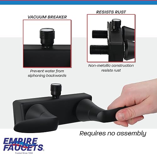 Miniatura 2 de Empire Faucets Válvula de ducha de doble palanca, 1 pieza - Válvula de grifo de baño RV negro mate, no metálica con interruptor de vacío