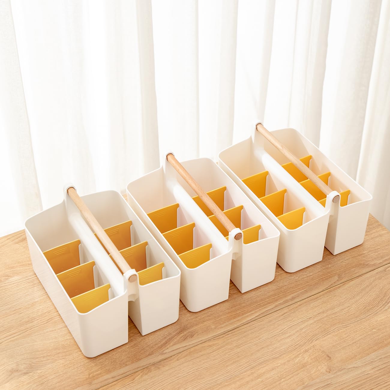 EZOWare 2 Étages Boîte de Rangement Compartiments Plastique avec Poignée, Boite Rangement