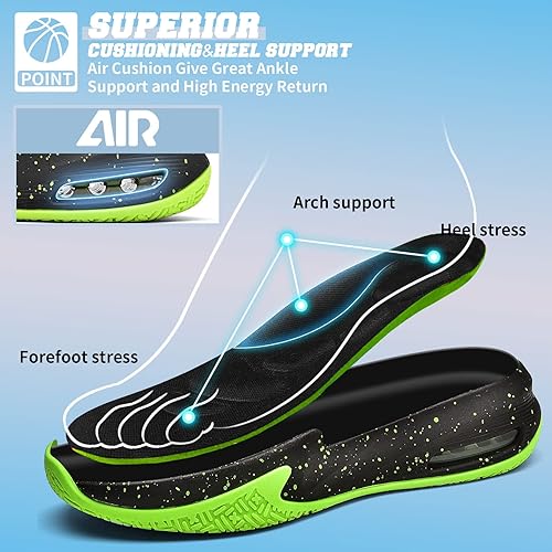 Miniatura 2 de ASHION Zapatos de baloncesto para hombre, tenis de baloncesto medios, antideslizantes, para entrenamiento con amortiguación al aire libre