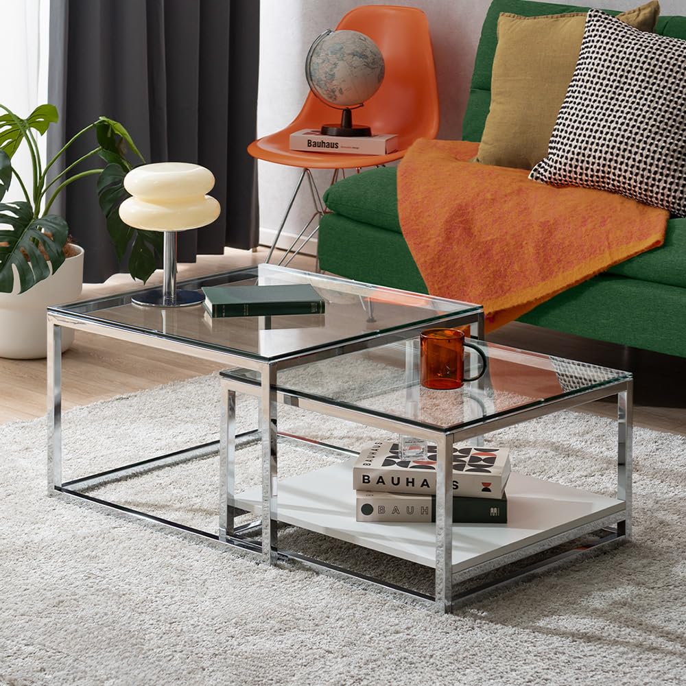 Amazon.co.jp: エア・リゾーム ローテーブル ネストテーブル ガラス