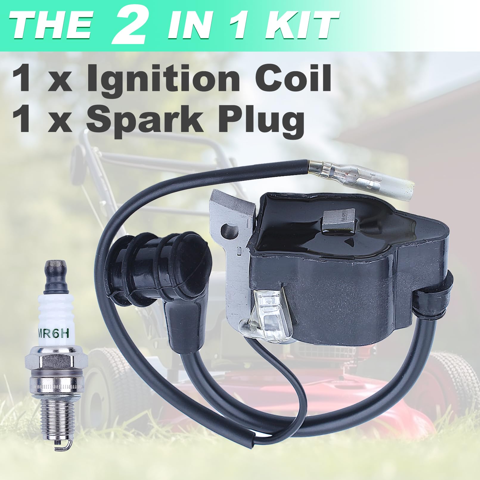 Bobina di Accensione per Honda GX35 UMK435 e Motore di Serie, ADEFOL Modulo Bobina di Accensione con Candela Accessorio per Decespugliatore Motore a 4 Tempi Pezzi di Ricambio