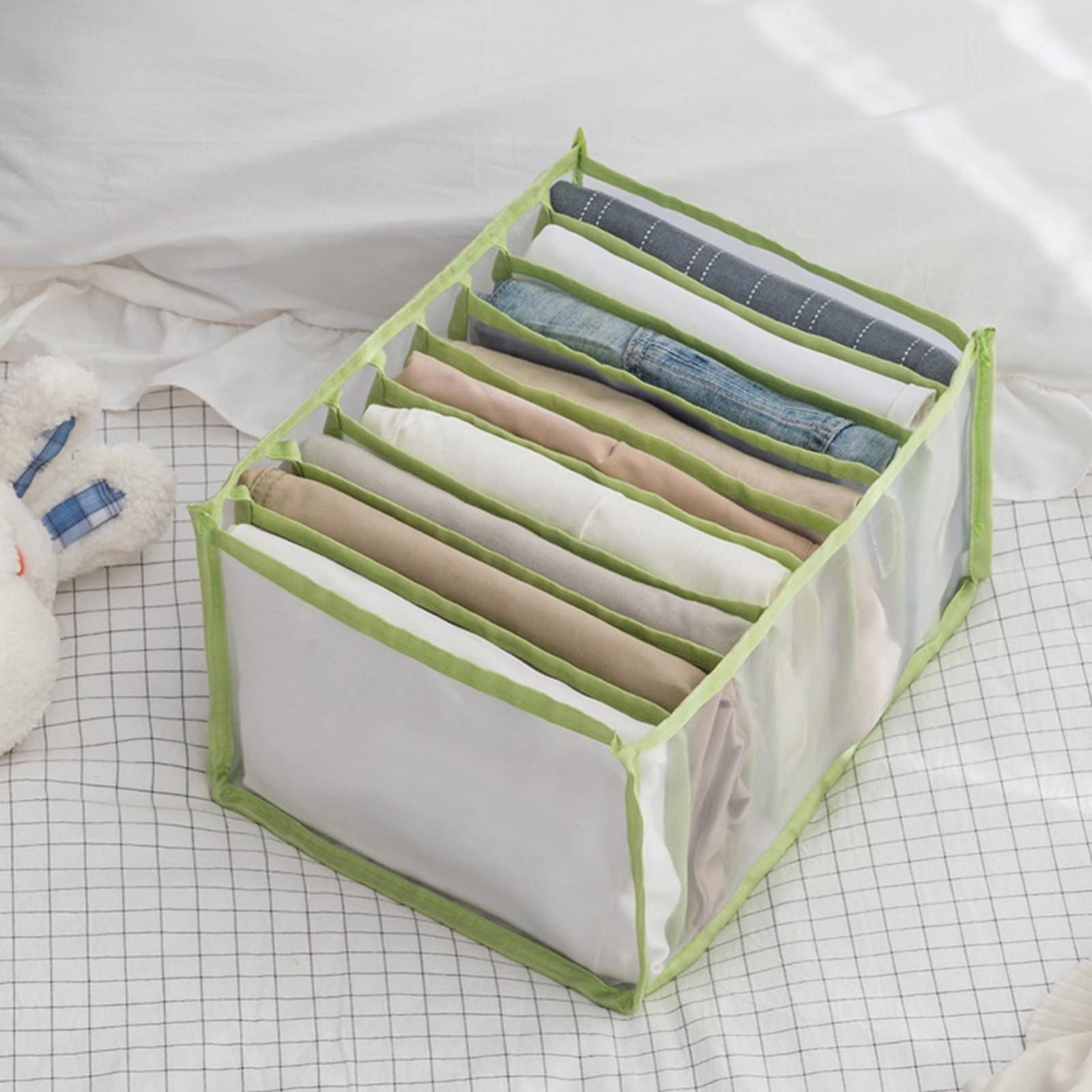 Organizer Pieghevole Per Armadio - Set 5 Pezzi Con Griglia A Rete | Per Maglieria E Biancheria - Foto 2