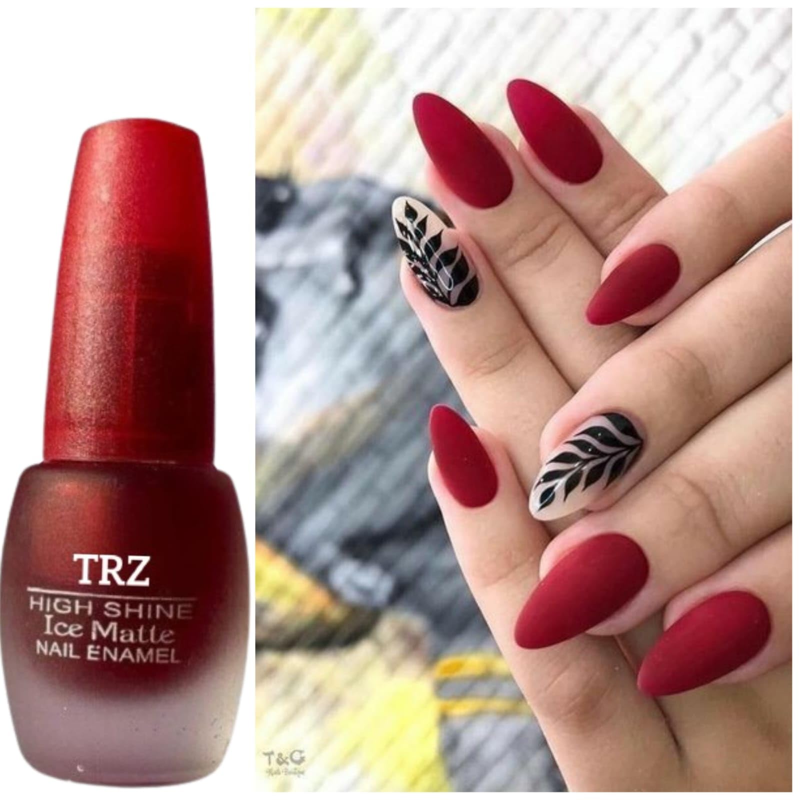 TRZ High Shine Maroon Matte Nail Polish-image-19