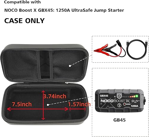 Miniatura 2 de Funda de protección EVA compatible con NOCO Boost X GBX45 1250A 12V UltraSafe Litio Jump Starter, caja de almacenamiento portátil