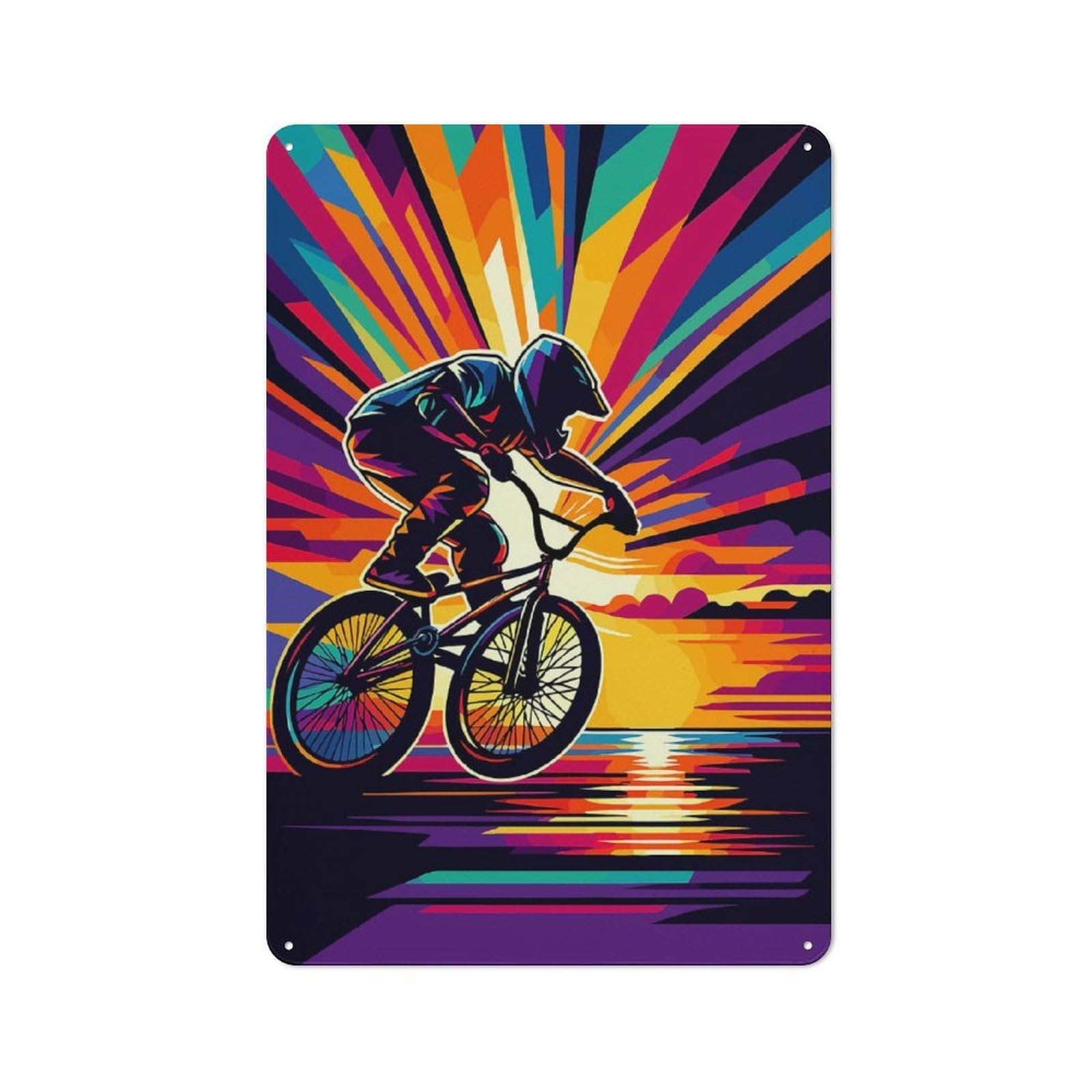Junmoney Bmx Sunset Wpap Pop Art Vintage Tin Sign 30X20cm With For Workshop Wall, For Makers And Diy Enthusiasts, For Retro Home Interiors
