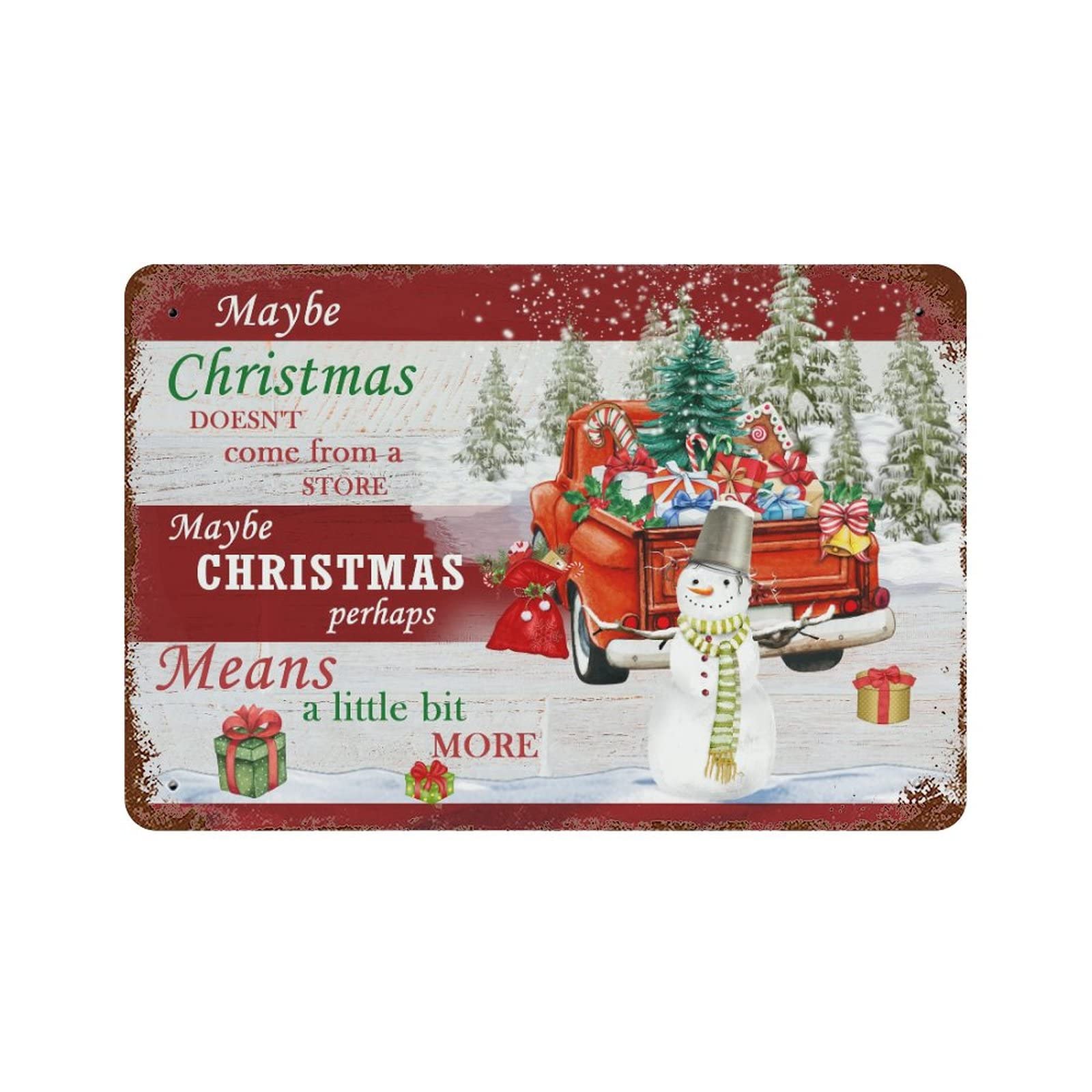 Plaque métal Noël finition premium motif Père Noël rétro 30,5 x 45,7 cm