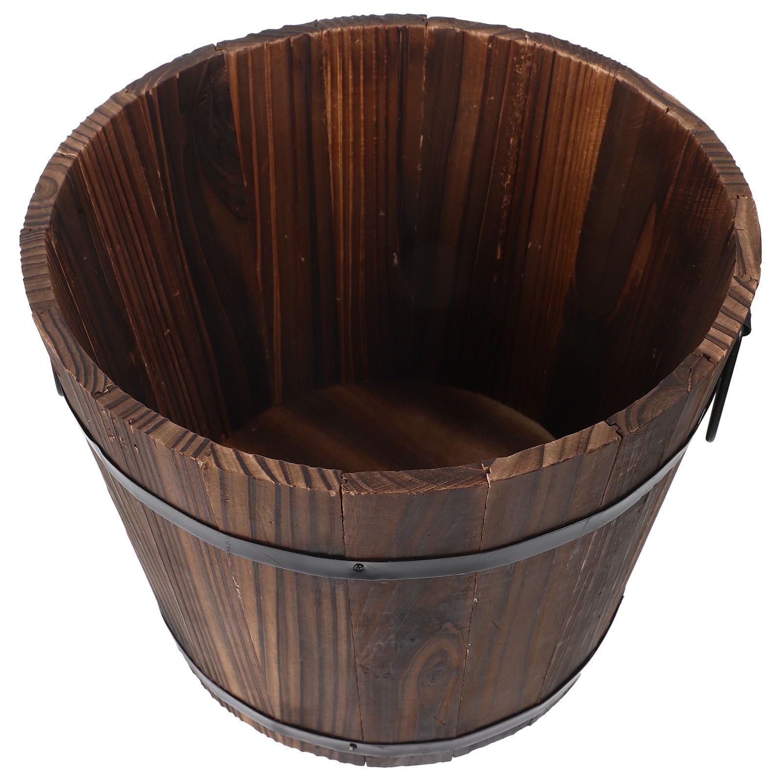 Jardinière Seau en Bois Rétro, Anticrorosion, Trou Drainage, Balcon