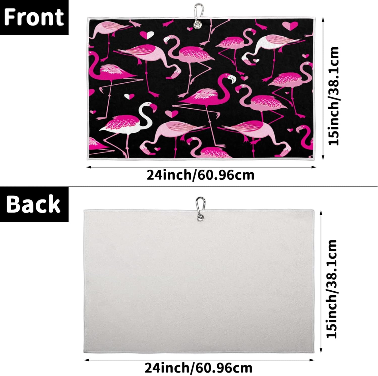 review Flamingo Golf Towel for Golf Bags for Men Women, Flamingo Golf Ball Towel with Heavy Duty Carabiner Clip , Premium Microfiber Golf Towel Golf Cleaning Tools Accessories, 15