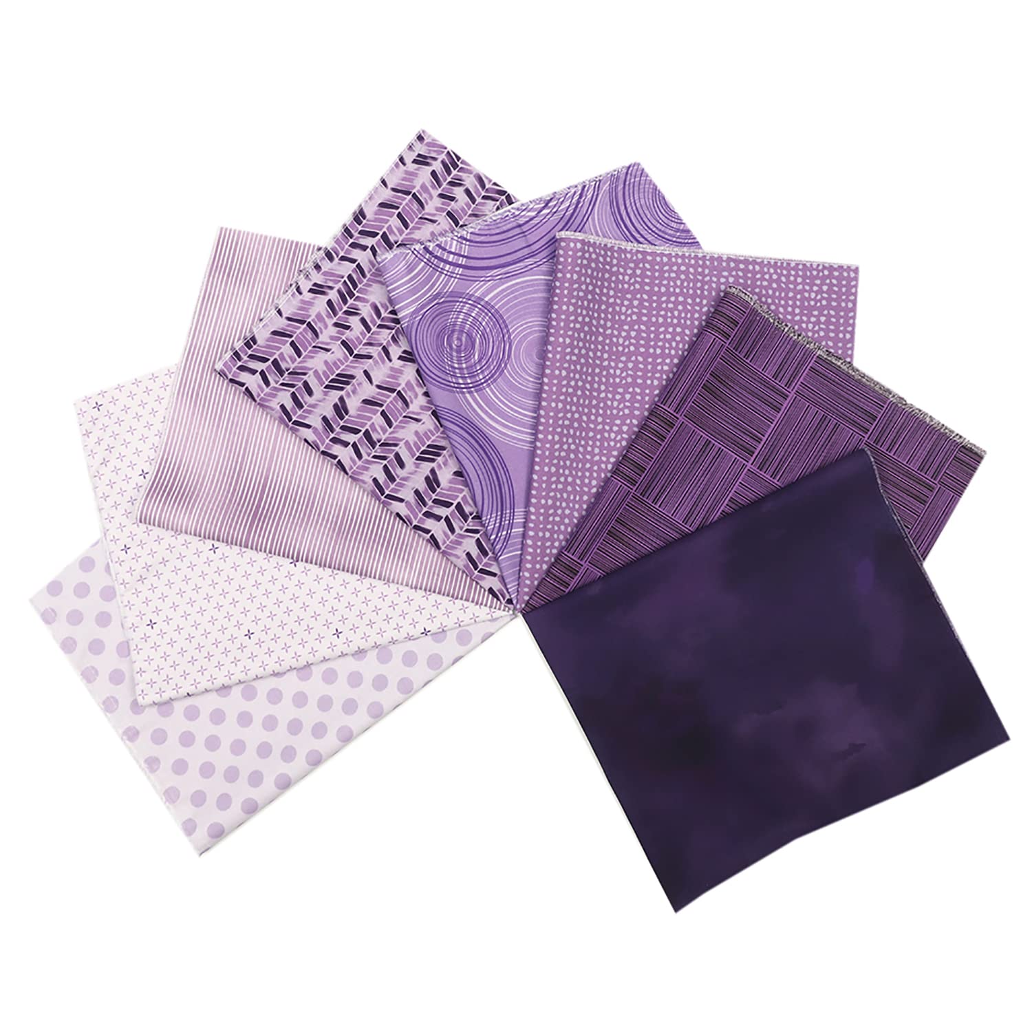 Chuanshui 8 PCS 21.6 x 18.5 inches (55 x 47 cm) 100% Cotton Craft Fabric Bundle for Patchwork 8 Different Pattern Pre-Cut Quilting Fabric Fat Quarter Square for DIY Craft Sewing (Purple Pattern)