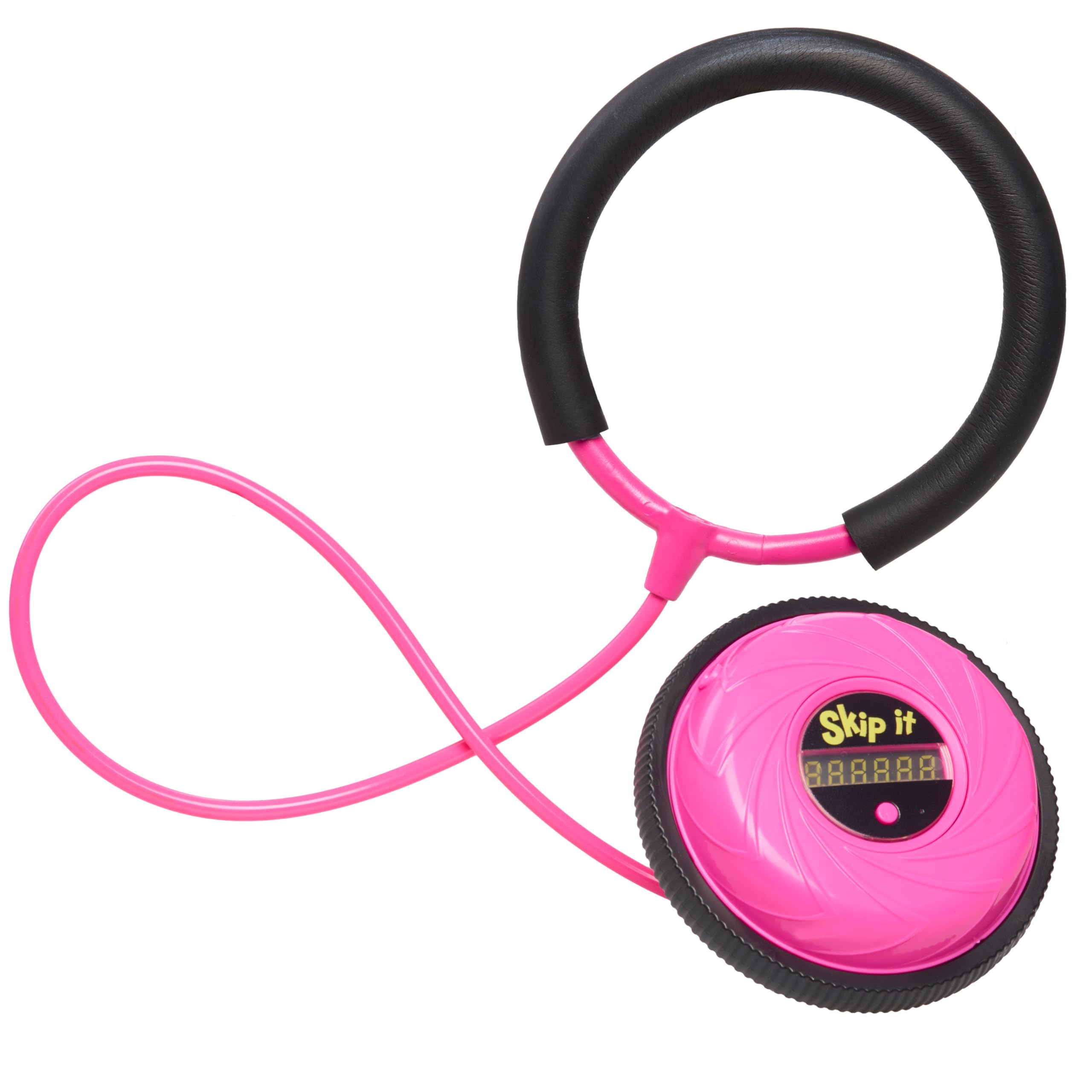 Skip It Retro Outdoor Toy, Light Up Ball and Digital Counter, Pink, Soft Foam Padded Ankle Ring, 31-inch Long, Screen Free Play, Toys for Kids Ages 5 Up