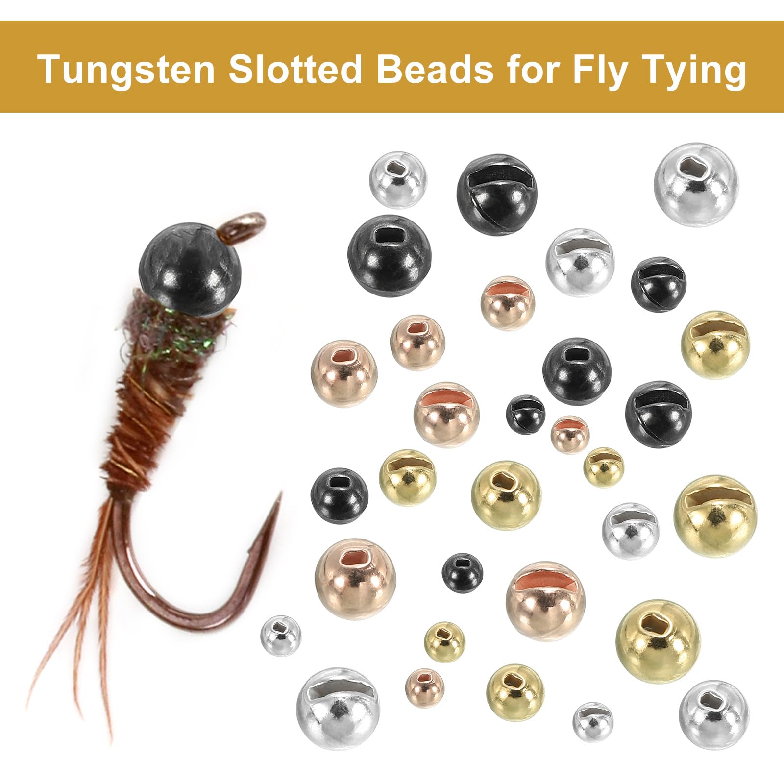 PATIKIL Perline di tungsteno per legare mosche, perline scanalate in tungsteno per esche da legare a mosca