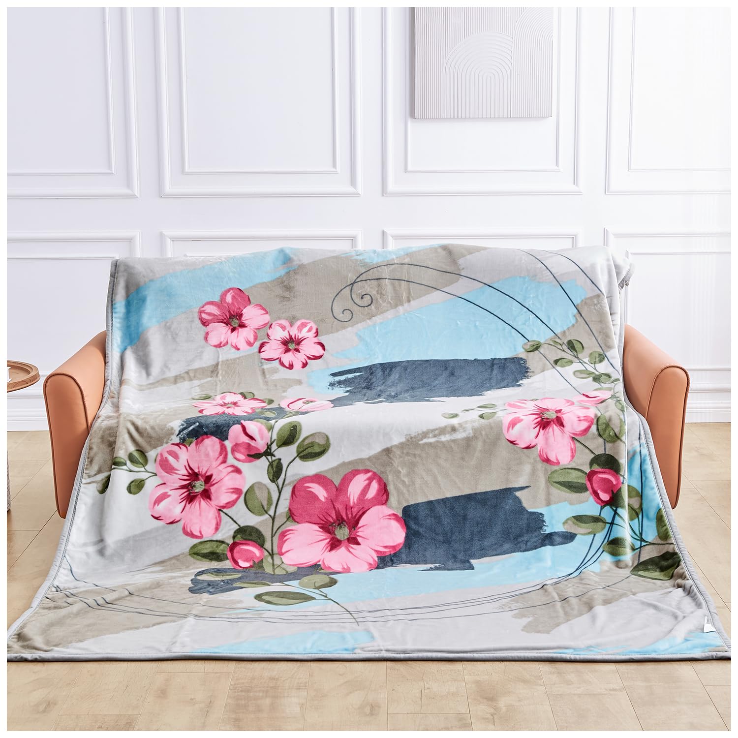 Gc Gaveno Cavailia Decadent Jasmine Super Soft Jasmine Heavy Weight Blanket For Sleep 4Kg - Reversible Sherpa Fleece Flower Weighted Bed Blanket - Reversible 2 Ply Bed Sherpa Throw Adult (200 X 240 Cm)