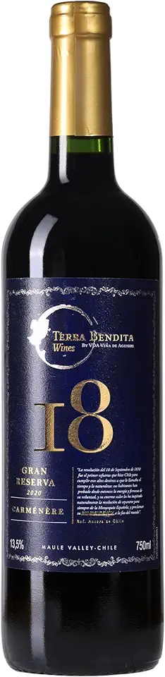 18, Vinho tinto, Carménère, Reserva, Chileno, Viña de Aguirre, 750ml