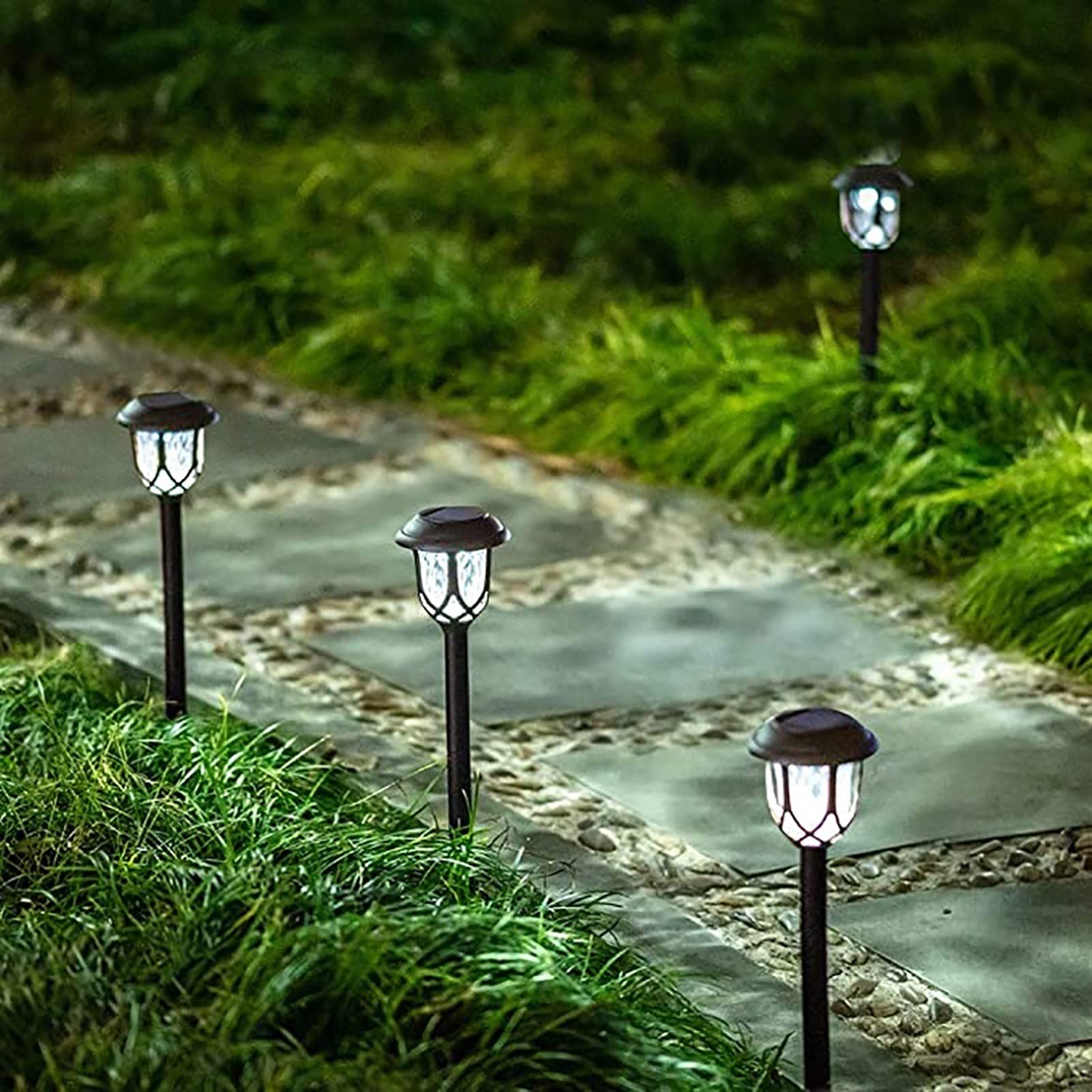 10er-Pack LED-Solar-Wegeleuchten for den Außenbereich, wasserdicht, solarbetrieben, Landschaftsbeleuchtung for den Garten, Hof, Terrasse, Gehweg, Weg Lampen (Color : Cool White)