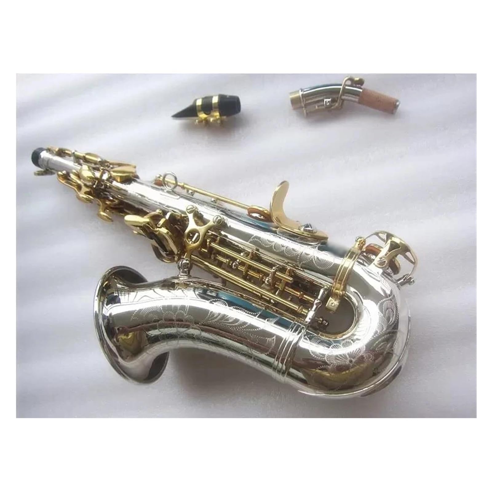 sassofono Sax Soprano Sassofono Soprano Curvo Nichel Argento Ottone Sax Con Bocchino Patch Pad Ance Piega Collo