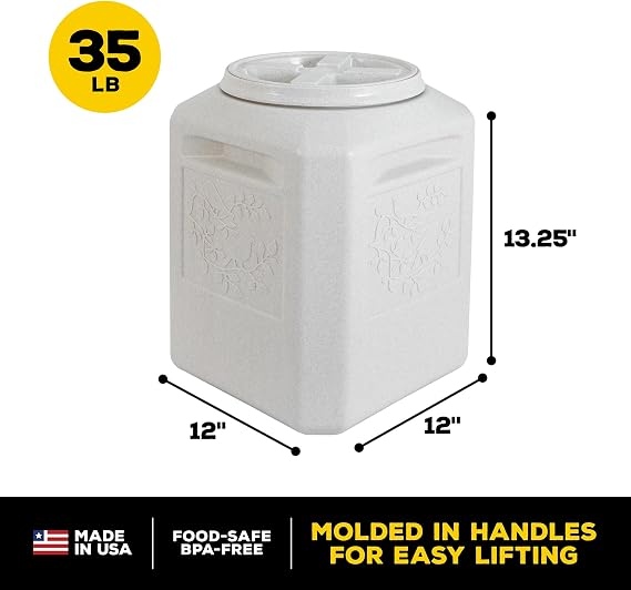 Gamma2 Vittles Vault Bird Seed Storage Container, Up To 35 Pounds Dry Pet Food Storage, Made in USA, Without Scoop