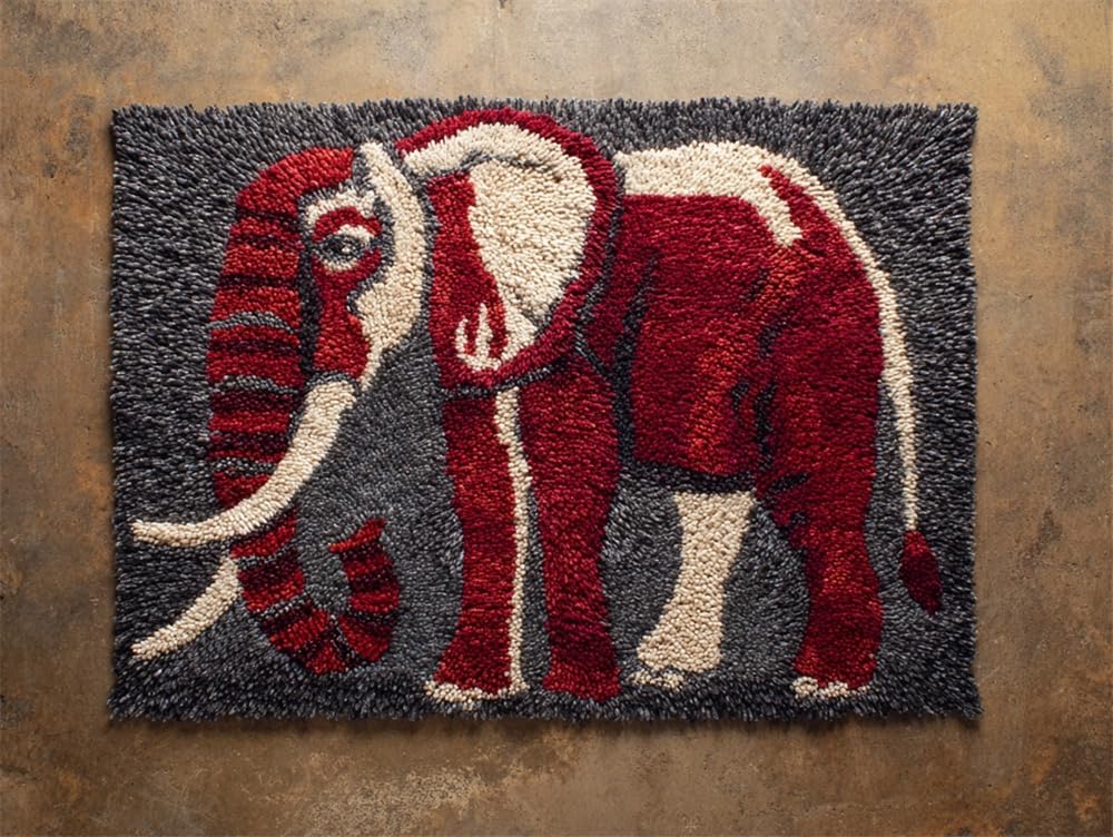 FWRTYCB Latch Hook Rug Kit,Elephant Pattern 20X15Inch