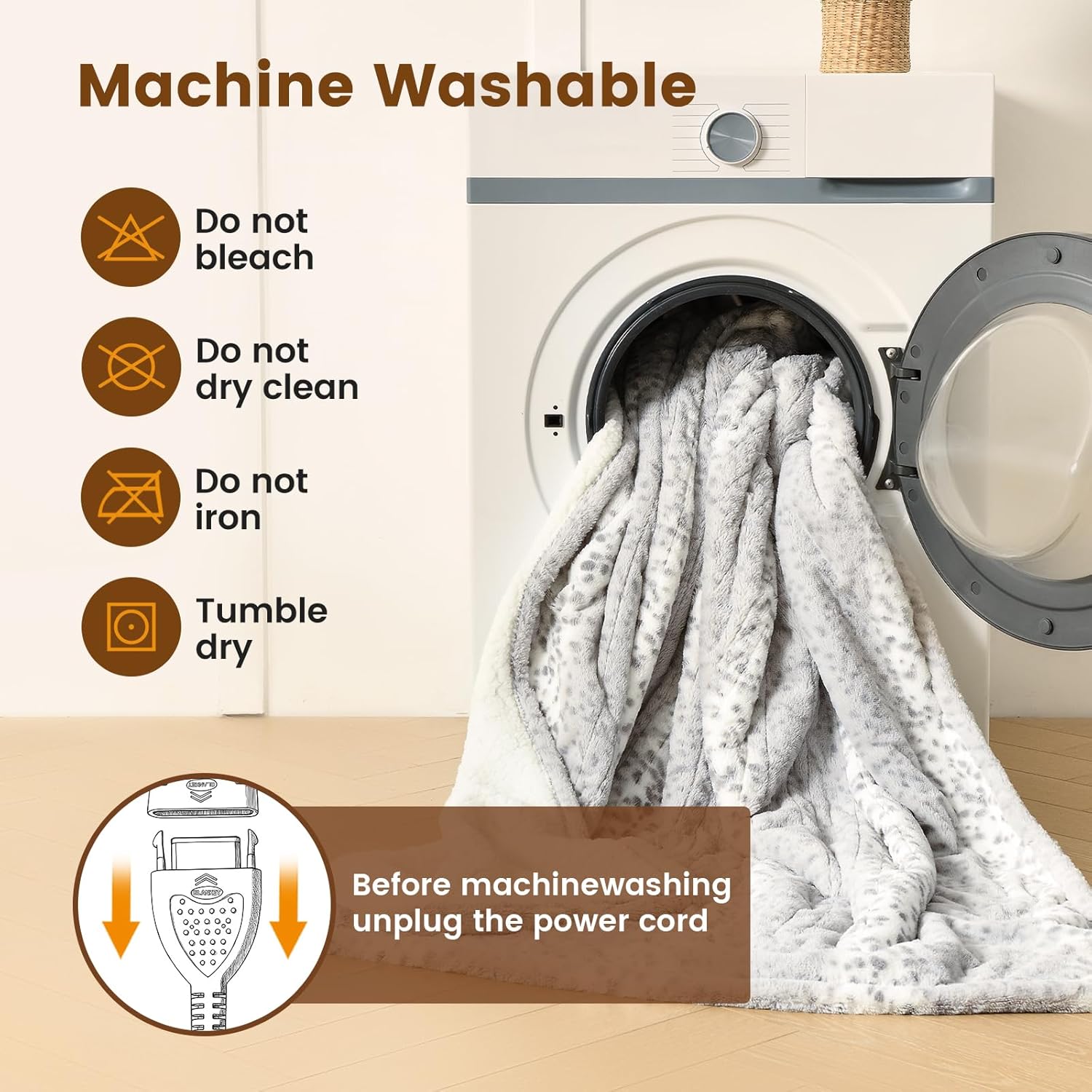 Bearhug Electric Blanket Heated Blanket King Size 100"x 90" Dual Controllers Heating Blanket Gift Reversible Faux Fur & Sherpa,10 Heating Levels, ETL, Machine Washable, Over-Heat Protection - Image 7