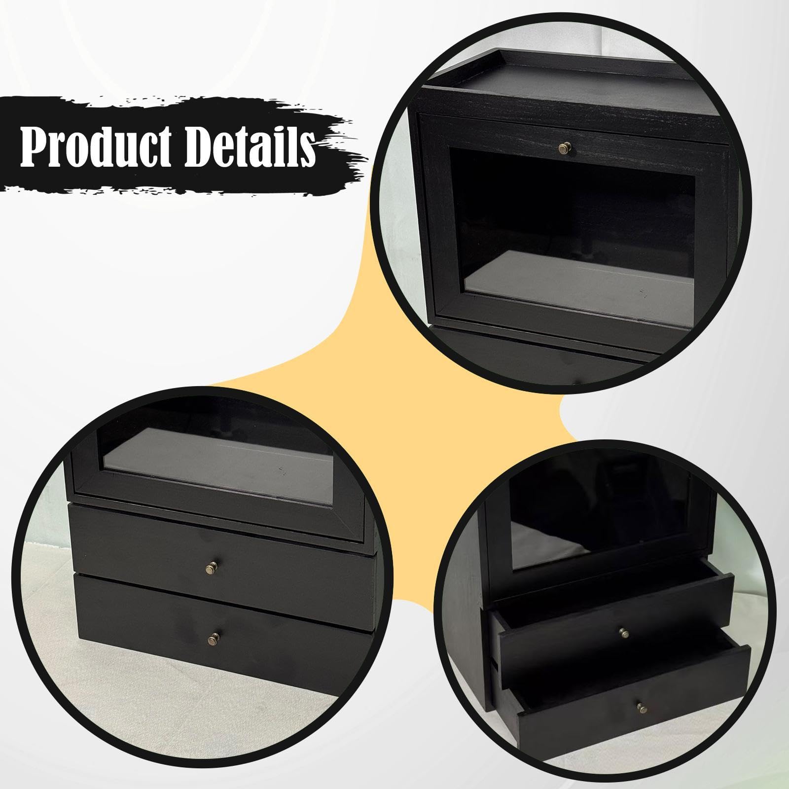 Colcolo Organizador de perfumes de Madera, Caja de Almacenamiento para el Cuidado de Piel, Elevador de cosméticos, Expositor de fragancias Multiusos para, Negro