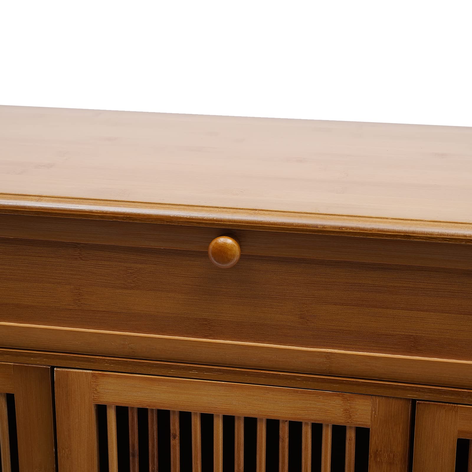 Scarpiera in bambù con cassetto e Ampio Piano Superiore, 5 Ripiani in bambù con Porta, Organizer per Scarpe per 20-25 Paia, Ingresso, corridoio, Soggiorno, Camera da Letto