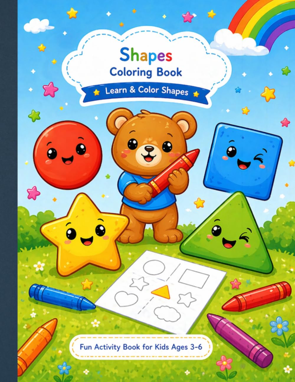 SHAPES COLORING BOoK: Learn & color shapes Shapes like circle, square, triangle, star and more Fun and cute illustrations.fun coloring book age 3-6