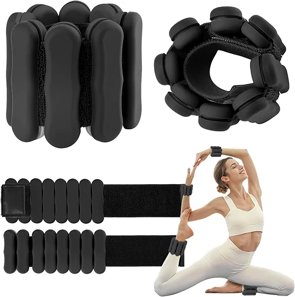 Wrist Ankle Weights for Women Men Kids, Leg Arm Wrist Weights Bangles 1lb*2 2lb*2 Wearable Weights Pilates Weighted Bracelet for Strength Training Walking Swimming Yoga Physical Therapy