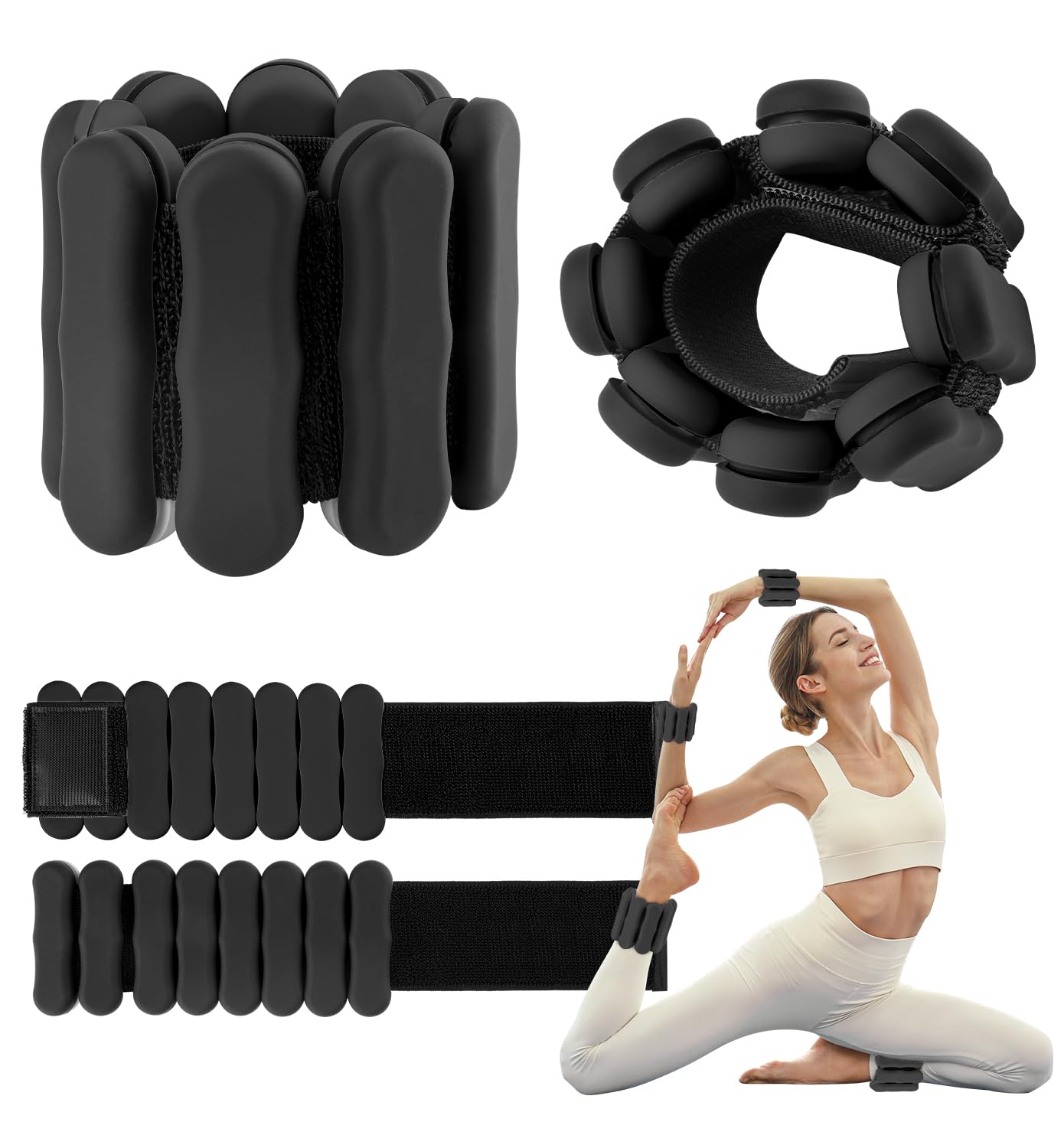 Wrist Ankle Weights for Women Men Kids, Leg Arm Wrist Weights Bangles 1lb*2 2lb*2 Wearable Weights Pilates Weighted Bracelet for Strength Training Walking Swimming Yoga Physical Therapy