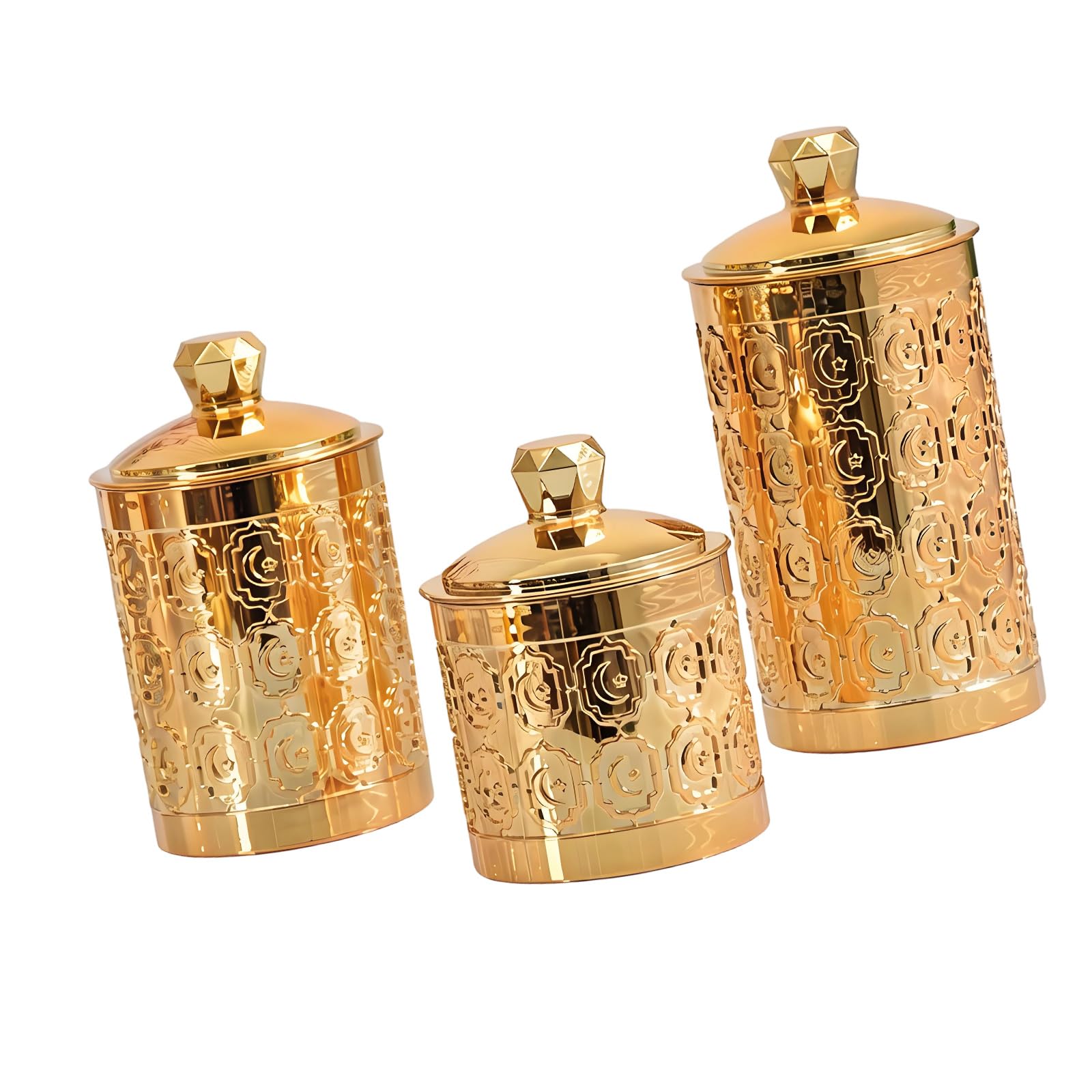 Piceioep Of 3 Decorative Gold Colored PET Container with Secure Lids Preserving Jars Perfect for Organizing Household Items Gold Tight Storage Containers