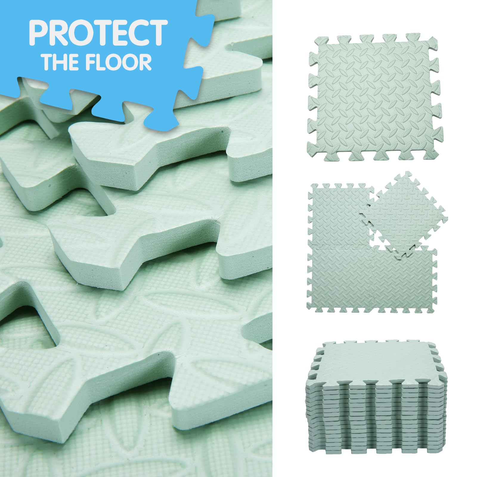 12-Piece EVA Foam Play Mat For Kids & Babies - Interlocking Puzzle Tiles, Non-Toxic, Sensory Textures