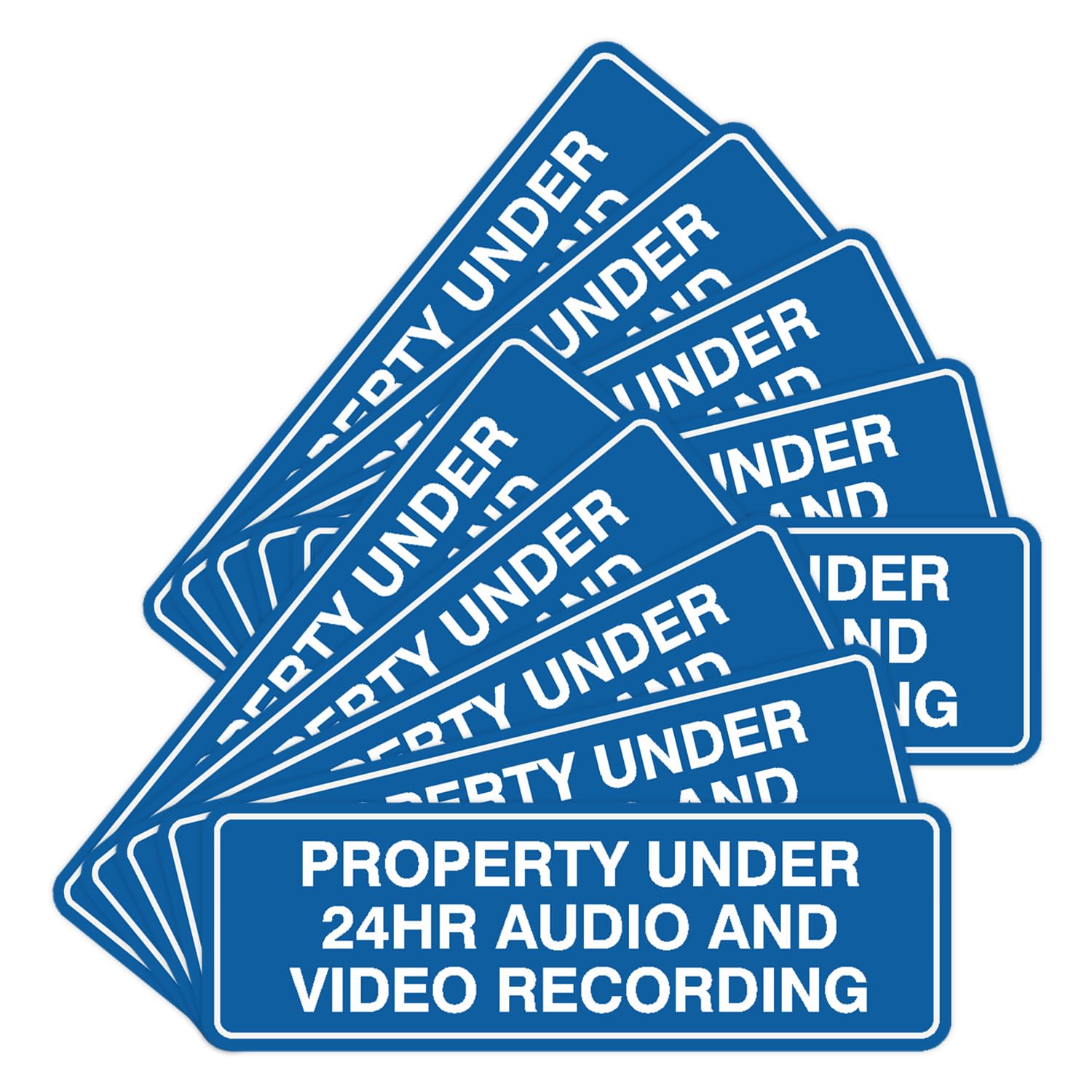 Standard Property Under 24hr Audio Video Recording Sign - Easy Installation | Durable Wall or Door Sign (Blue) - Small (10 Pack)