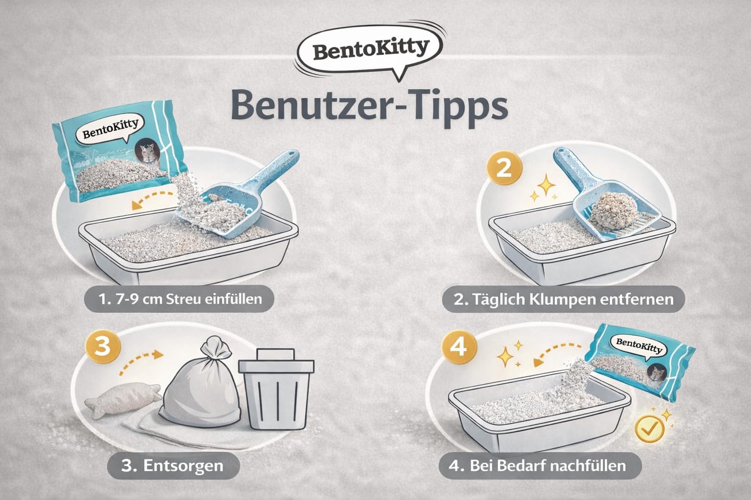 Katzenstreu (20L, 2er Pack) mit Babypuder Duft, Klumpend, weiß, feinkörnig, Klumpstreu aus Bentonite, für Sensitive Katzenpfoten geeignet, Saugstark, Geruchsbindend