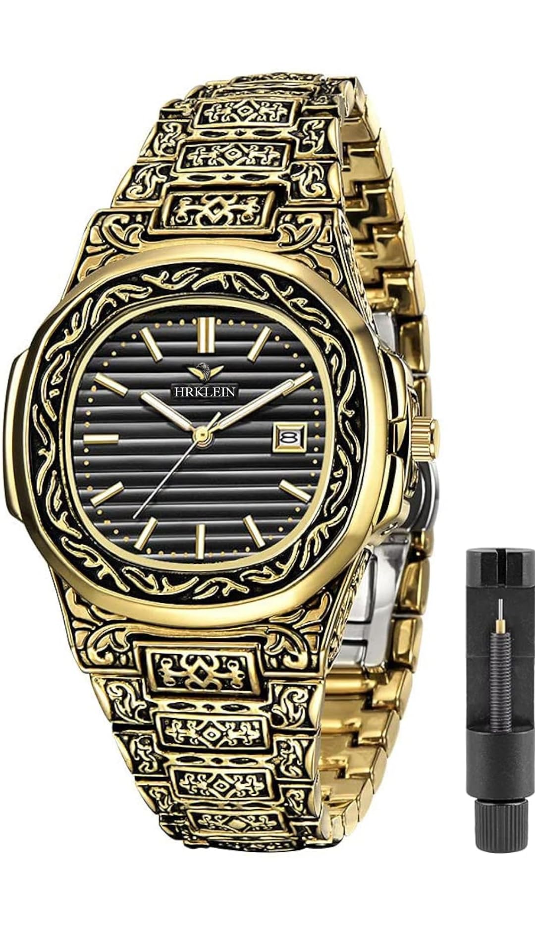 Luxury Retro Men Watch Fashion Analog Quartz Watches Stainless Steel Strap Wrist Watch with Date Antique Mens Watches (B0DC8CBGCK) Amazon Price History, Amazon Price Tracker