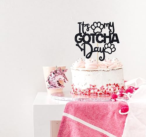 Miniatura 10 de Decoración para pasteles con purpurina dorada It's My Gotcha Day, decoraciones para pasteles del día feliz de Gotcha, decoraciones para fiestas del