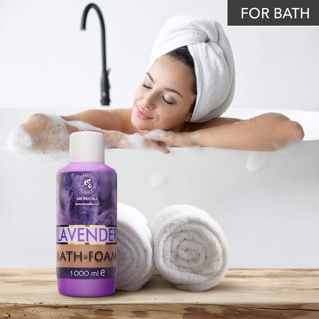 Espuma de Baño con Aceite Esencial de Lavanda 1000ml - Cuidado del Cuerpo - Buen Sueño - Belleza - Baño - Cuidado del Cuerpo - Bienestar - Aromaterapia - Spa - Aroma de Lavanda - Baños de Burbujas