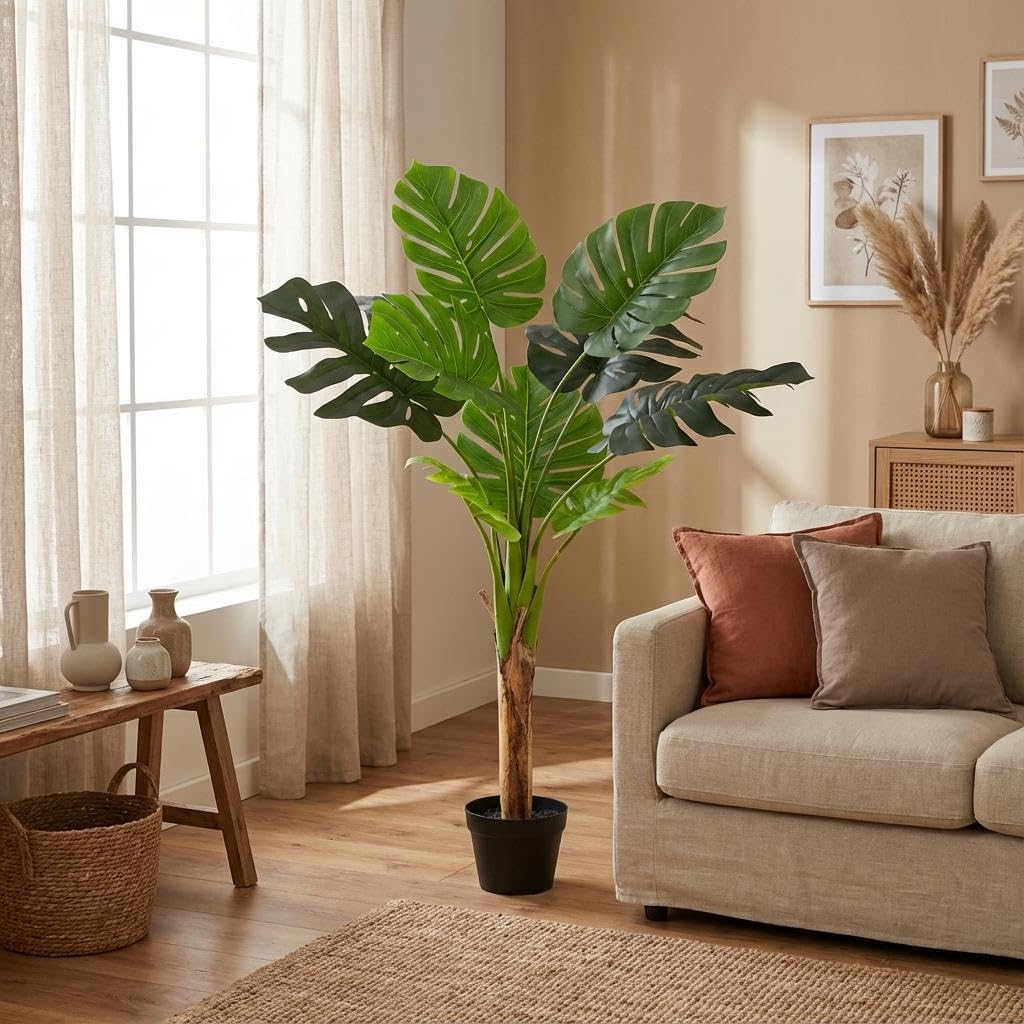 Monstera Deliciosa sztuczna roślina 120 cm – duża roślina dekoracyjna – bez pielęgnacji roślina pokojowa do salonu, biura i recepcji