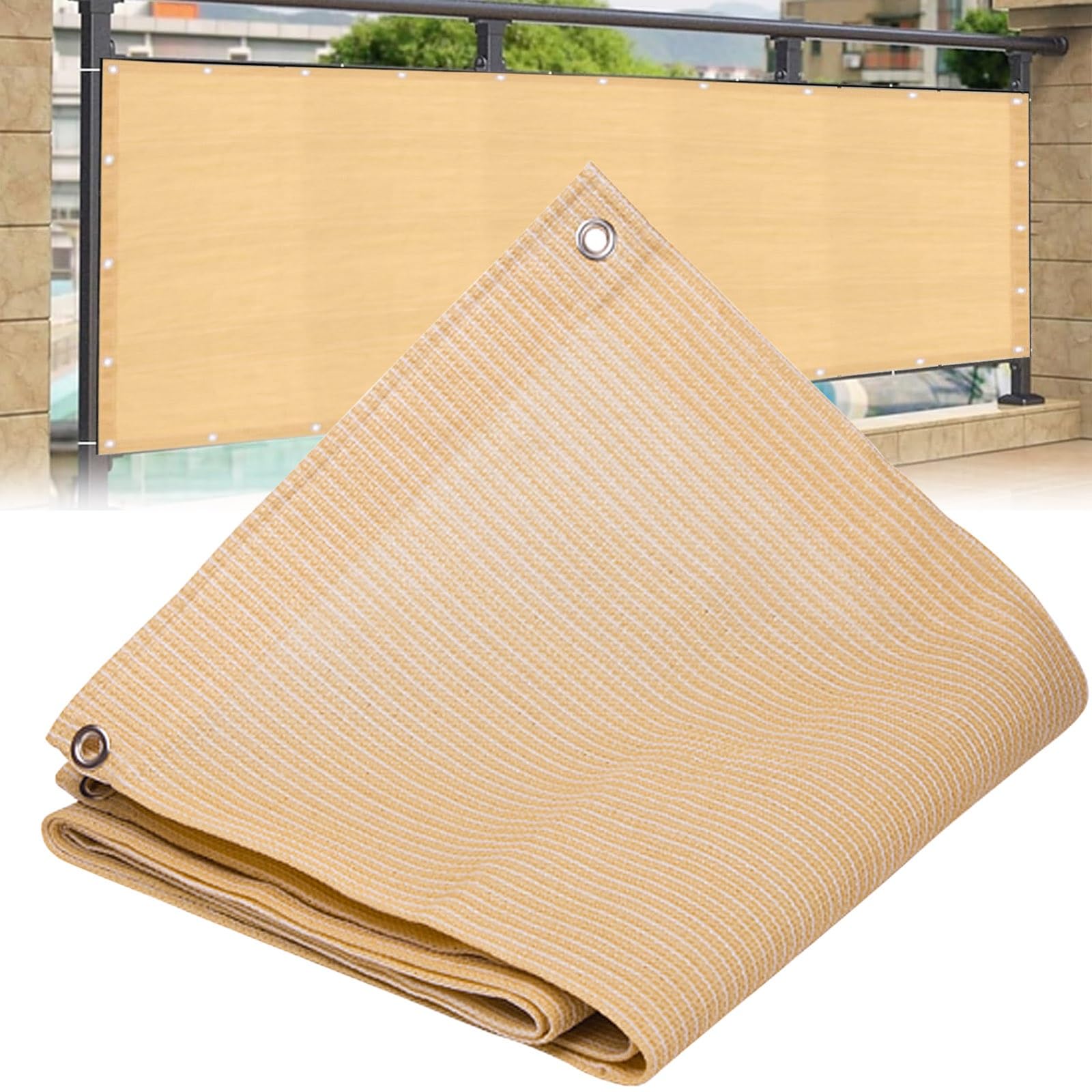 GJZQDKX UV Protection Sun Shade Sail with Grommets, 90% UV Block, Breathable & Waterproof, 3x5m (9.8x16.4ft) Balcony Canopy, Gray, Sun Blocking Privacy Screen, Various Sizes & Colors Available