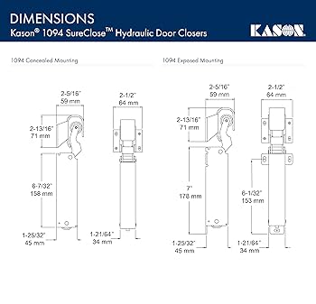 Kason 1094 SureClose Hydraulic Door Closer and Hook
