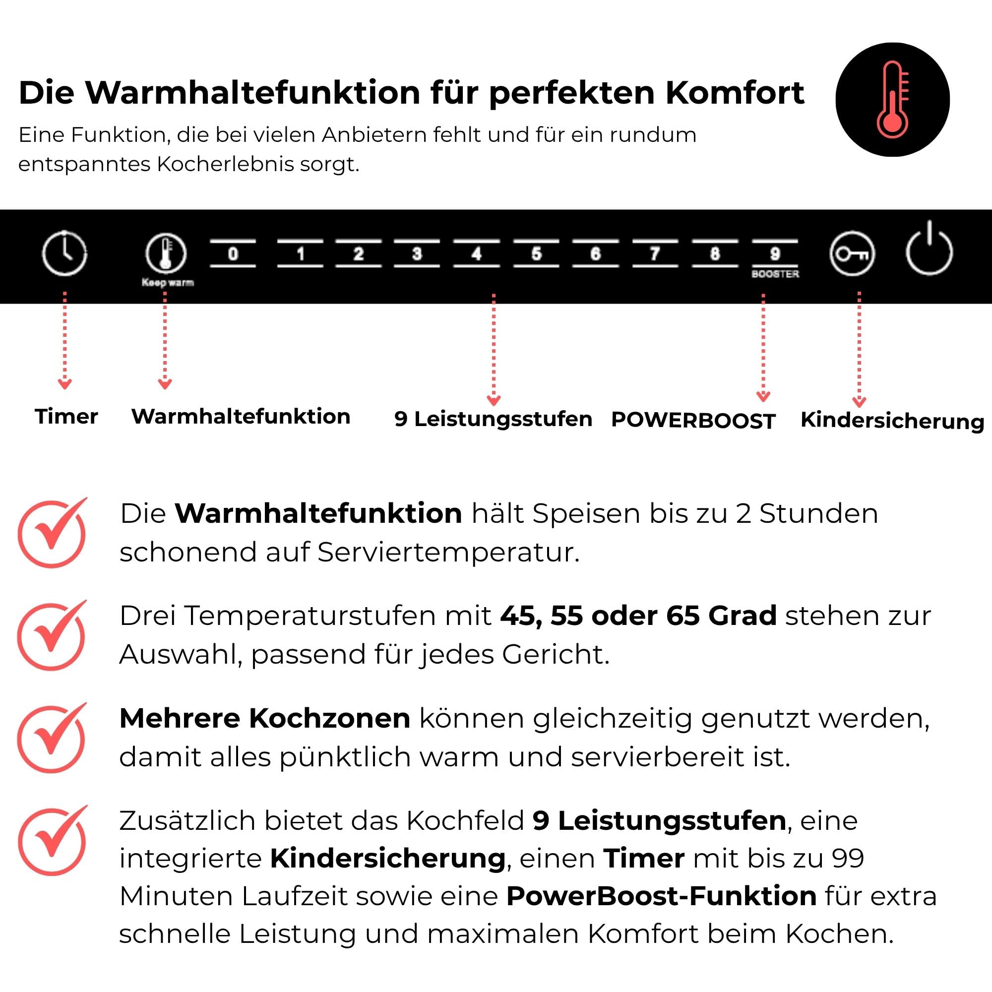 Herdset 60cm Einbaubackofen Air Fry AQUA CLEAN 59cm Autarkes Induktionskochfeld kratzfest 2 Flexzonen Schwarz EEK A+